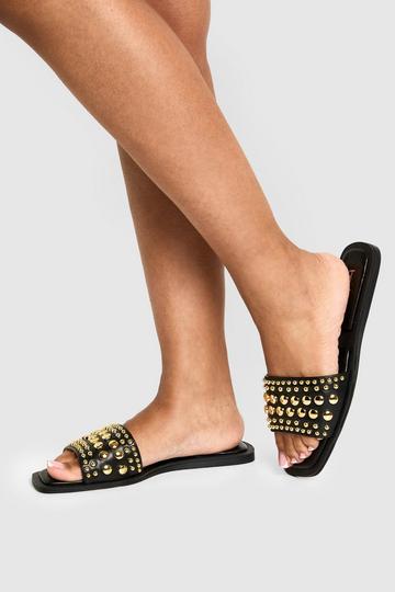 Black Studded Sandals