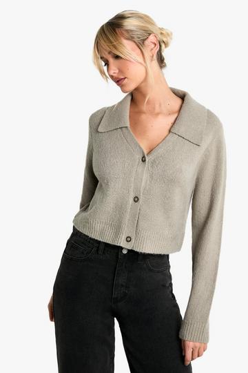 Knitted Collared Cardigan oatmeal