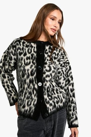 Cream White Leopard Print Cardigan