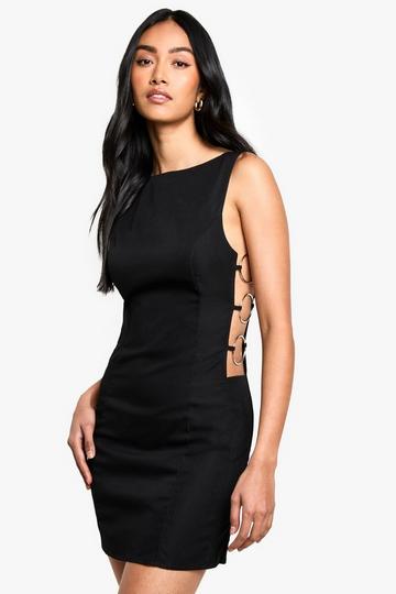 O Ring Sleeveless Shift Dress black