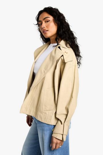 Kort asymmetrisk trenchcoat stone