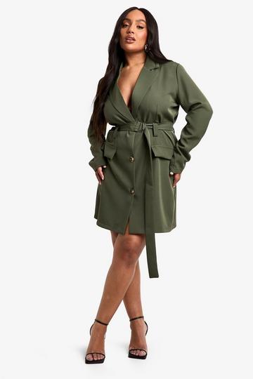 Plus D-ring Utility Blazer Dress khaki