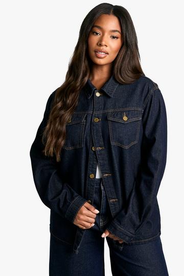 Plus Denim Shacket indigo