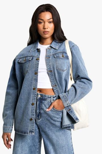 Plus Denim Shacket light wash