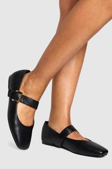 Wide Fit Mary Jane Ballet Flats black