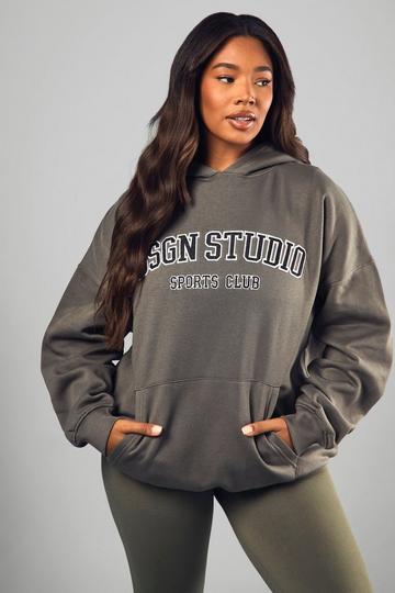 Plus Dsgn Studio Applique Oversized Hoodie khaki