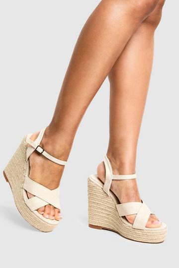 Crossover Linen 2 Part Wedges natural