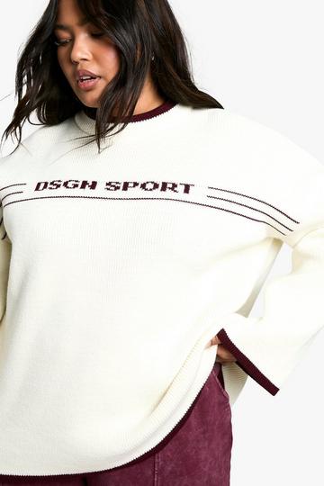 Plus DSGN Contrast Trim Crew Neck Jumper ecru