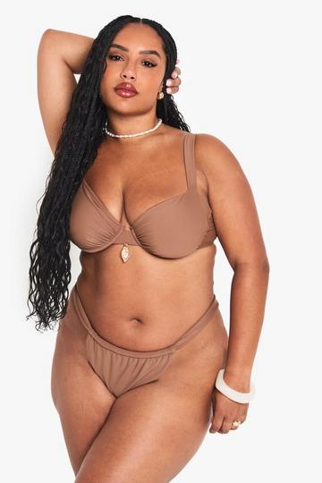 Plus Bikini Top Met Schelpen Zoom En Beugel chocolate
