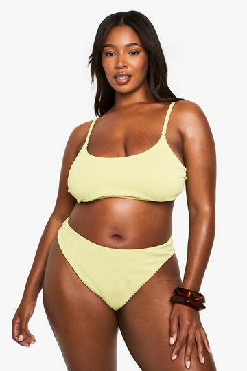 Plus Gekreukeld Badmode Essentials Bikini Broekje Met Hoge Taille olive