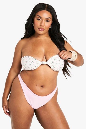Plus Swimwear Essentials Thong Bikini Bottoms pink