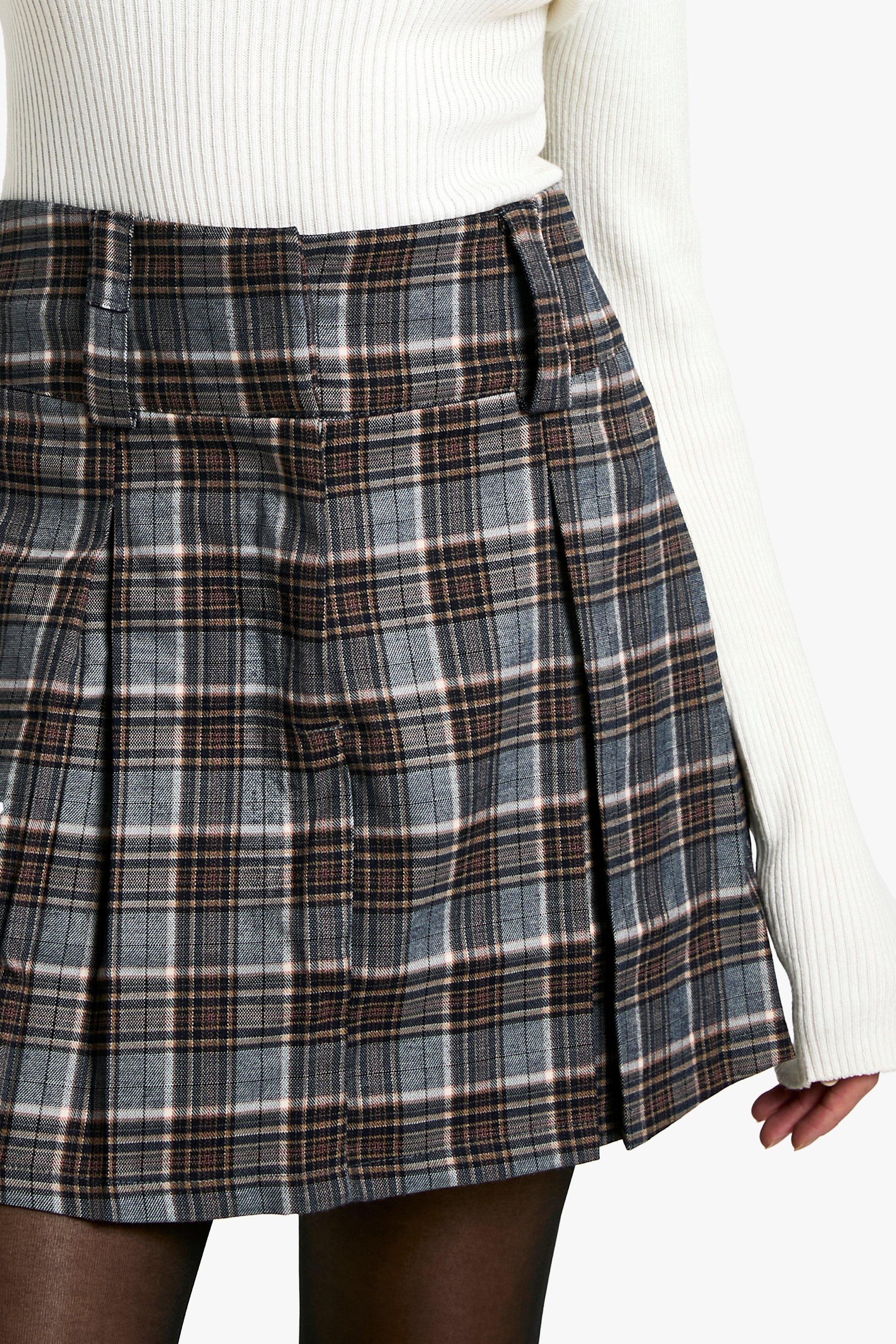 Plaid flared mini skirt best sale