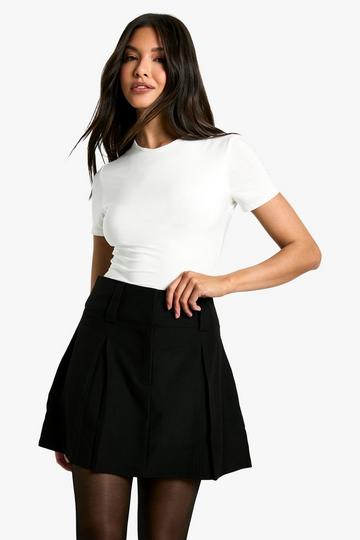 Plain Pleated High Waited Mini Skirt black