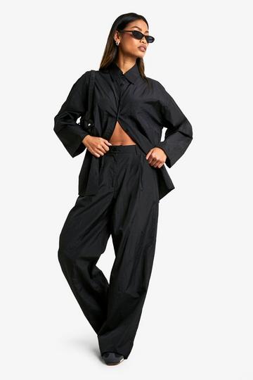 Casual Wide Leg Cargo Broek black