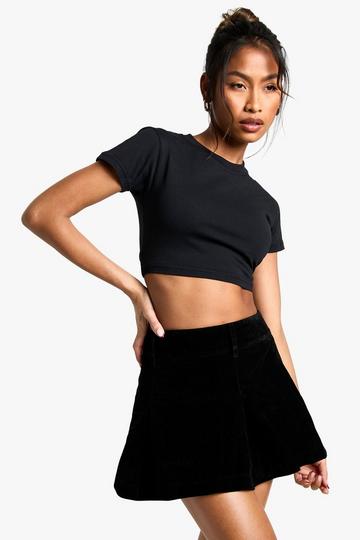 Faux Suede Mini Pleated Skirt black