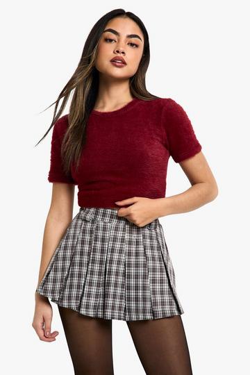 Check Pleat Mini Skirt charcoal