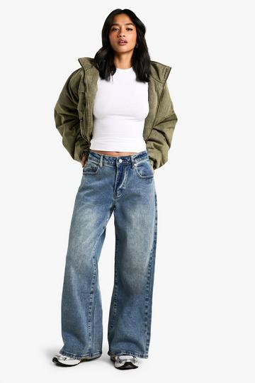 The Petite Mid Waist Wide Leg Jean vintage wash