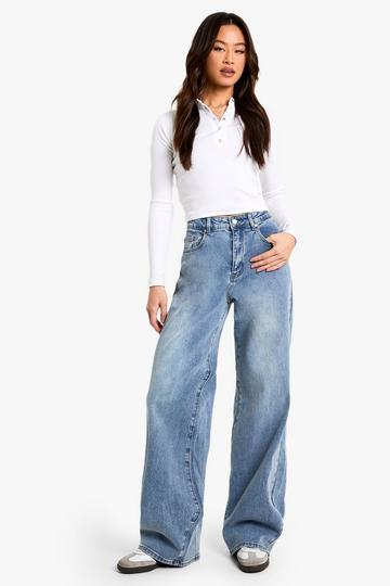 The Tall Mid Waist Wide Leg Jean vintage wash