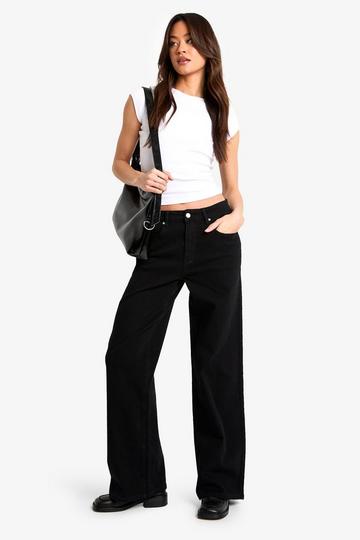 The Tall Mid Waist Wide Leg Jean black