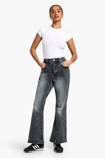 The Petite High Waist Flared Jean grey