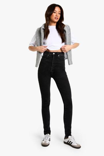 The Tall High Waist Skinny Jean washed black