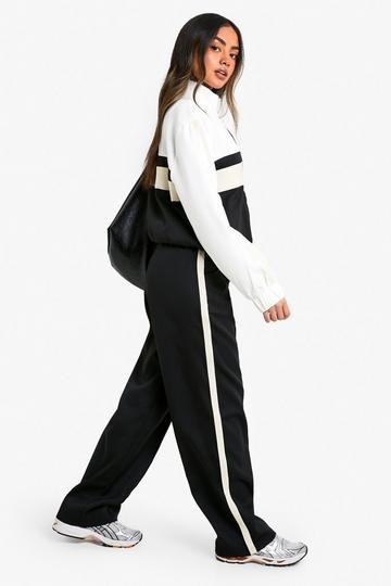 Stripe Colour Block Woven Tracksuit Bottoms black