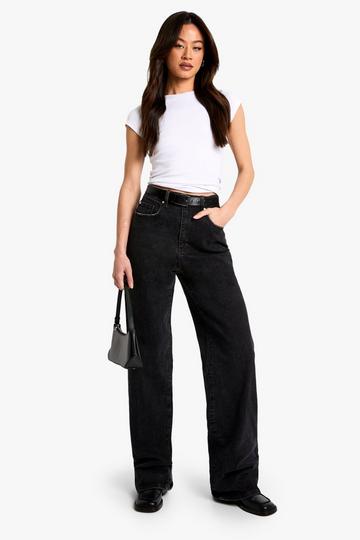 The Tall High Waist Loose Straight Jean washed black