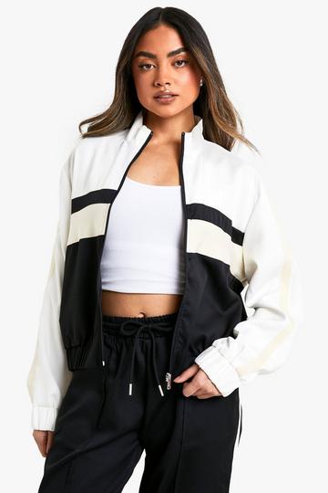 Black Stripe Colour Block Woven Tracksuit Top