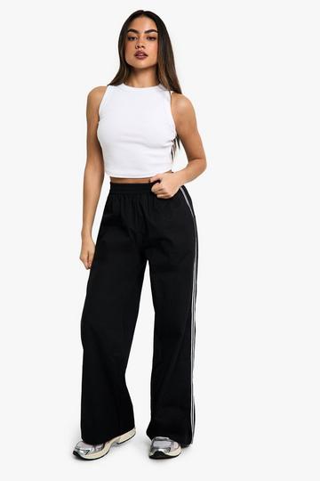 Side Stripe Woven Trousers black