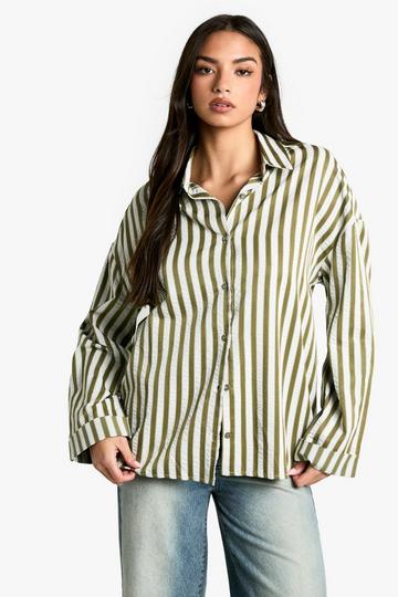 Khaki Stripe Oversized Shirt khaki