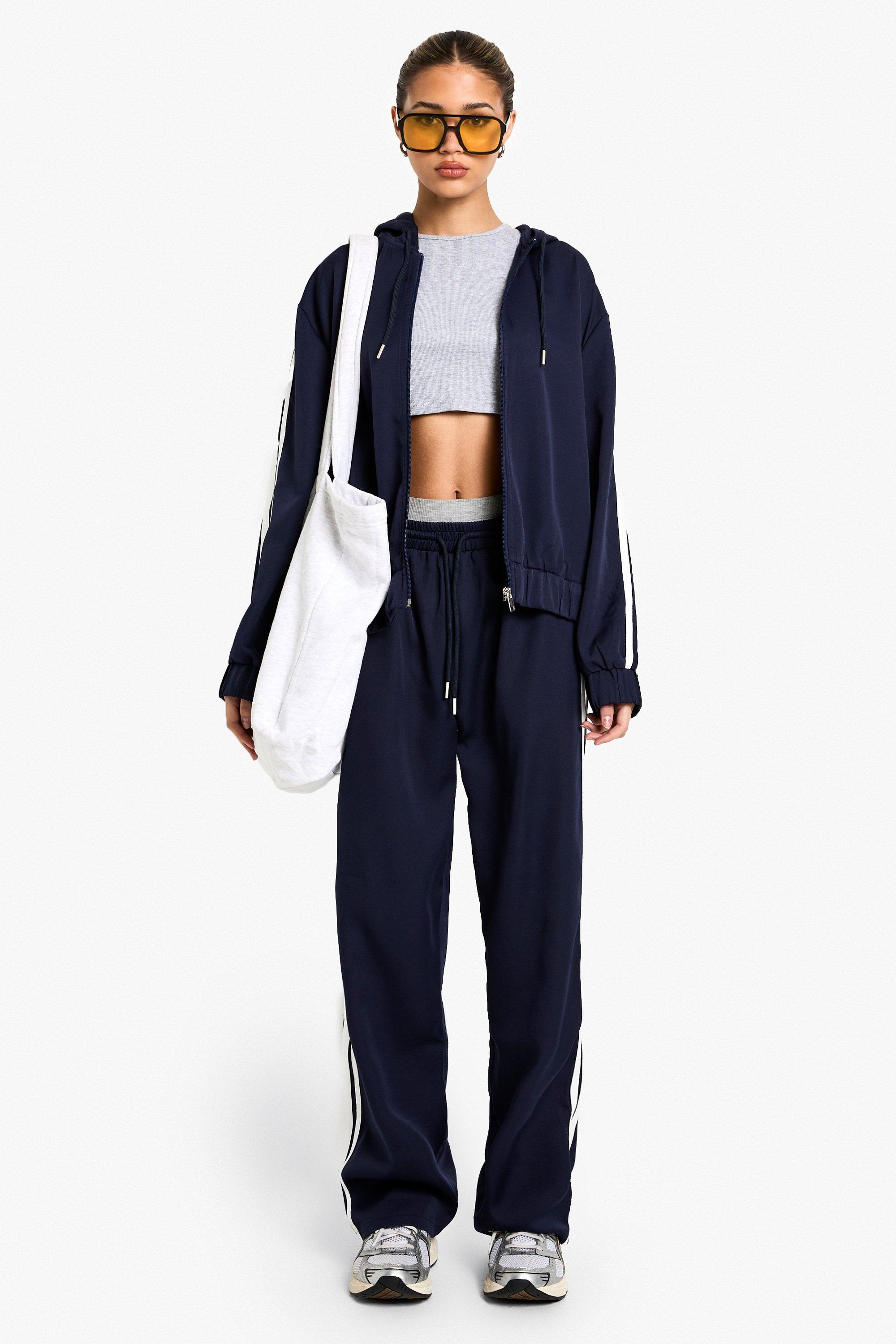 Side Stripe Woven Tracksuit Bottoms | boohoo