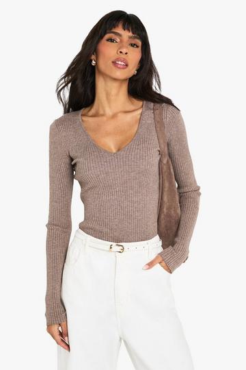 Twist Back Detail Rib Jumper oatmeal