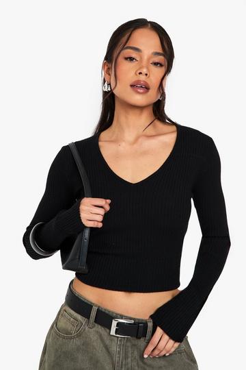 Twist Back Detail Rib Jumper black