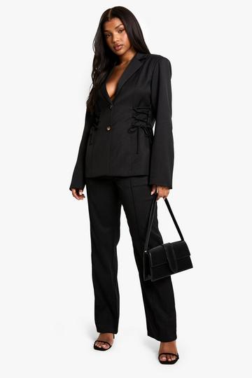 Woven Tailored Slim Straight Leg Trousers black