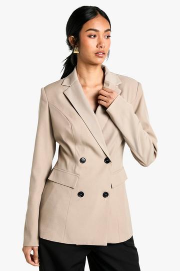 Geweven Blazer Met Geplooide Taille taupe