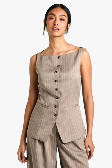 Tailored Pinstripe Waistcoat mocha