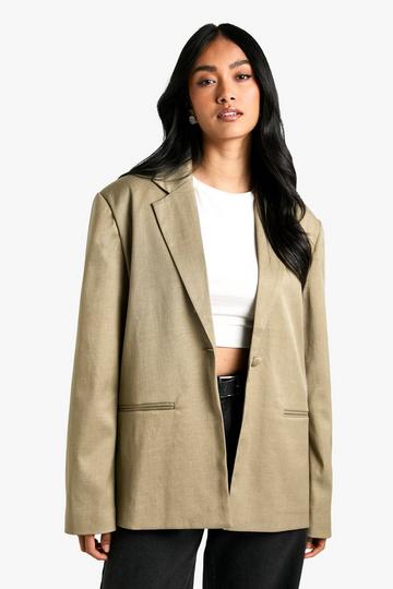 Tailored Single Breast Oversized Blazer olive