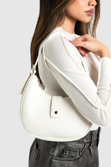 Half Moon Leather Look Shoulder Bag white