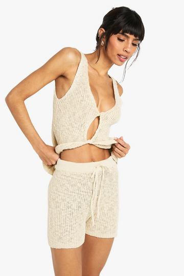 Tie Waist Knitted Crochet Short stone