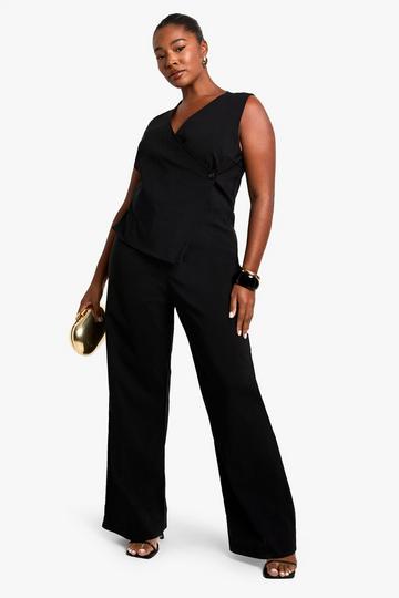 plus bengaline waistcoat jumpsuit black