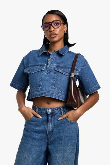Cropped Denim Shirt indigo
