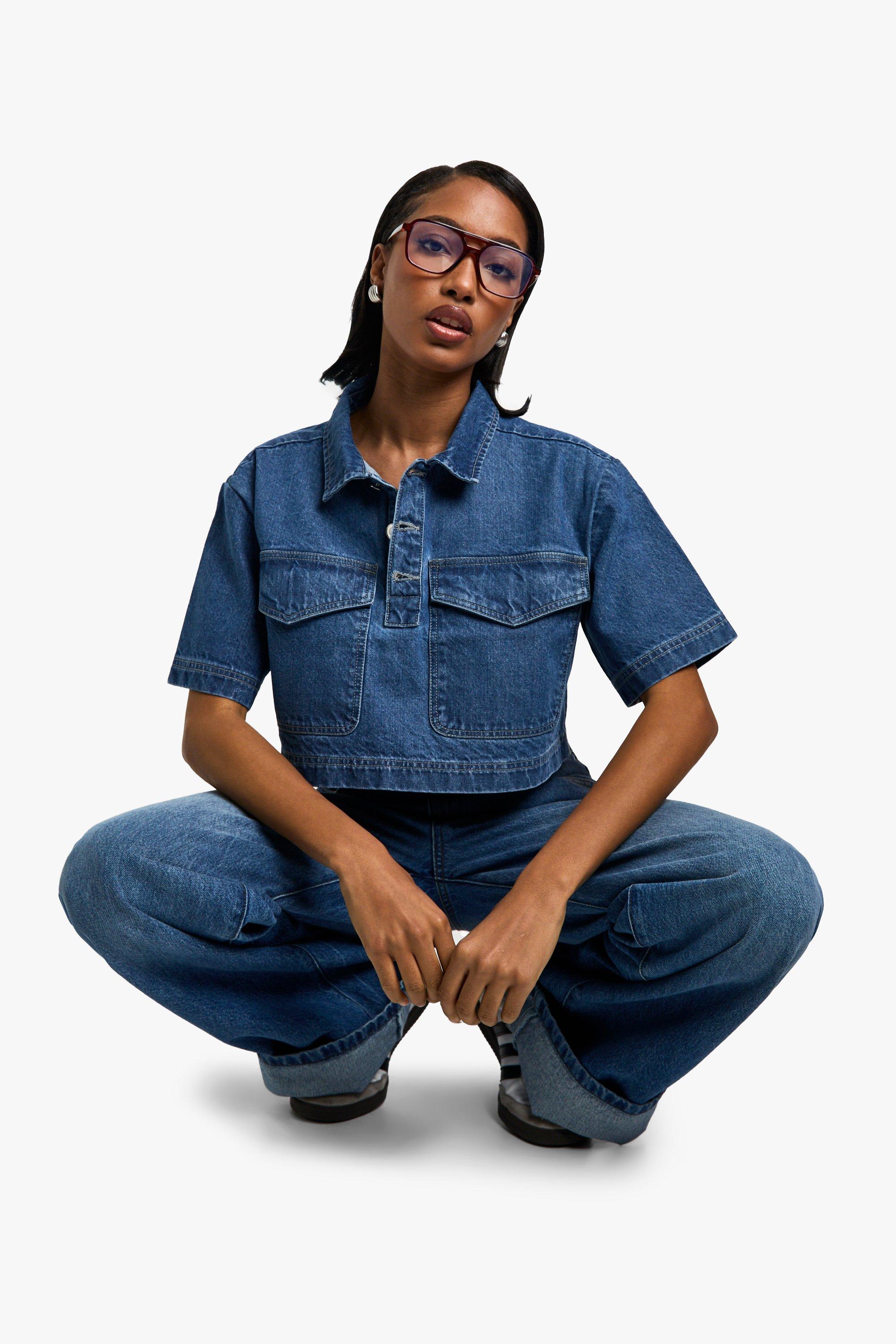 Cropped Denim Shirt | boohoo DK