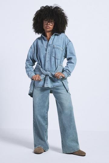 The Plus Mid Waist Wide Leg Jean vintage wash