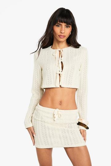 Crochet Tie Detail Top stone