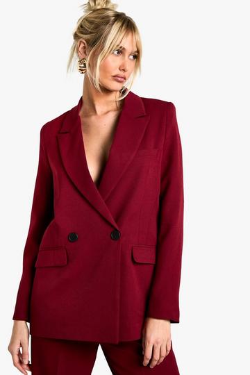 Oversized Geweven Getailleerde Blazer burgundy