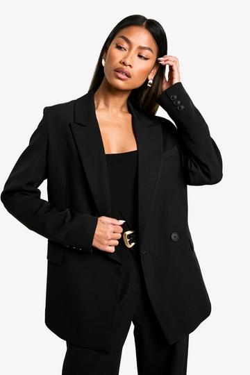 Oversized Geweven Getailleerde Blazer black