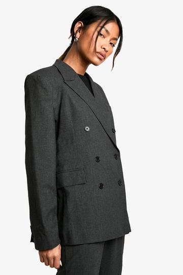 Marl Double Breast Tailored Blazer charcoal