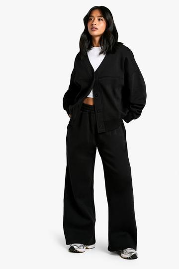 Petite Button Cardigan Straight Leg Tracksuit black