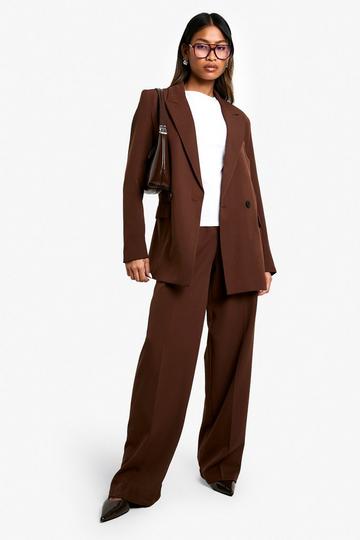 Woven Tailored Pleated Trousers chocolate