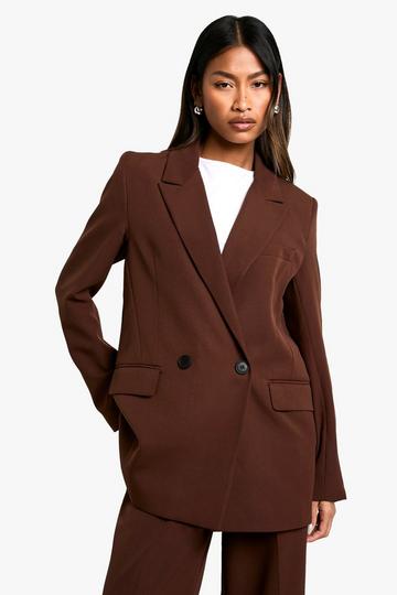 Woven Tailored Oversized Blazer chocolate